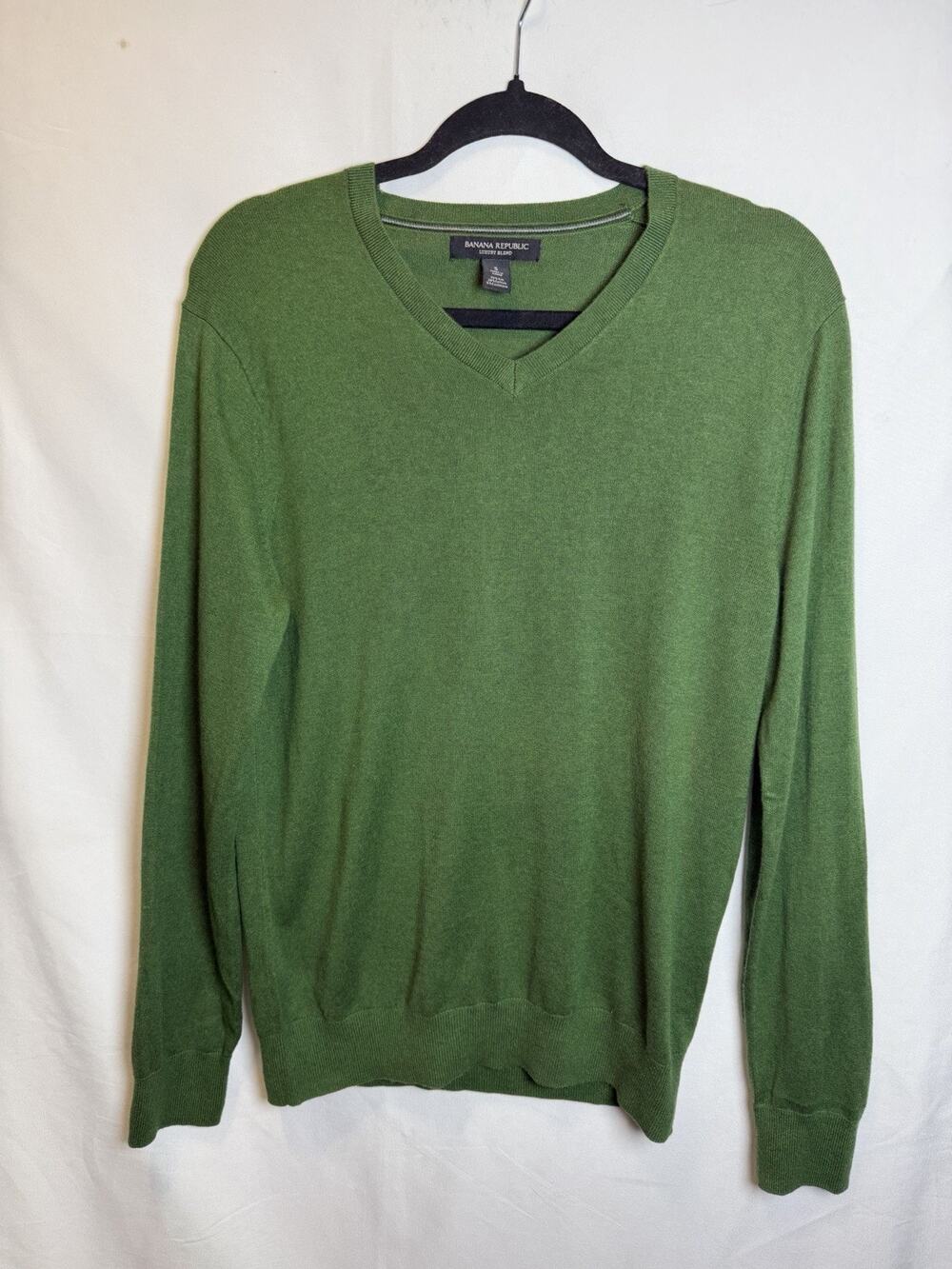 Banana Republic Luxury Blend Silk Cashmere Blend Men’s Sweater Sz S Green Preppy